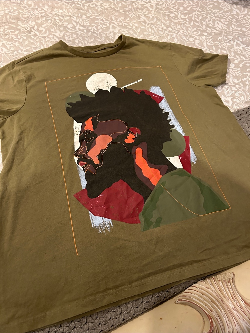 Target Olive Green Short-Sleeve Tee with Multicolor Profile Graphic